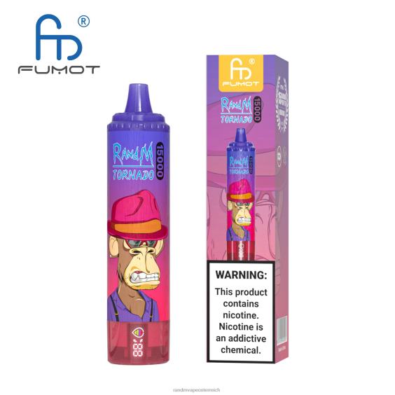 Fumot RandM Tornado 15000 Vape-Gerät mit Akku und E-Liquid-Display Version 1 Traubeneis RandM rabattcode 8FV8T27