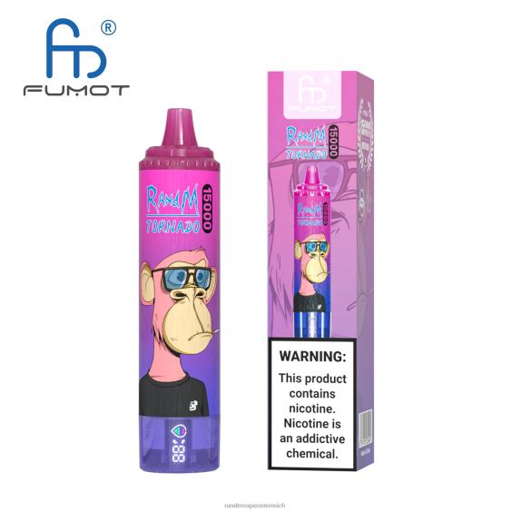 Fumot RandM Tornado 15000 Vape-Gerät mit Akku und E-Liquid-Display Version 1 Traubeneis RandM rabattcode 8FV8T27
