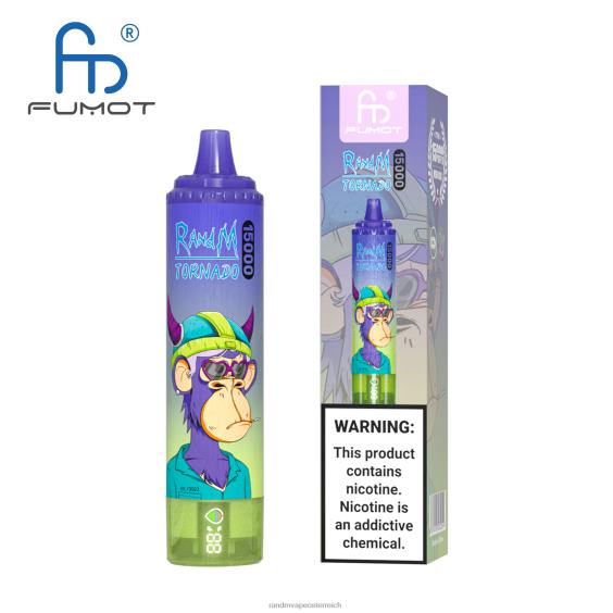 Fumot RandM Tornado 15000 Vape-Gerät mit Akku und E-Liquid-Display Version 1 Traubeneis RandM rabattcode 8FV8T27