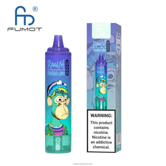 Fumot RandM Tornado 15000 Vape-Gerät mit Akku und E-Liquid-Display Version 1 Traubeneis RandM rabattcode 8FV8T27