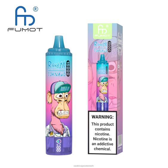 Fumot RandM Tornado 15000 Vape-Gerät mit Akku und E-Liquid-Display Version 1 Traubeneis RandM rabattcode 8FV8T27