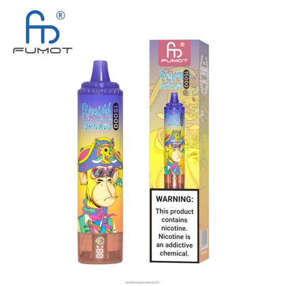 Fumot RandM Tornado 15000 Vape-Gerät mit Akku und E-Liquid-Display Version 1 Traubeneis RandM rabattcode 8FV8T27