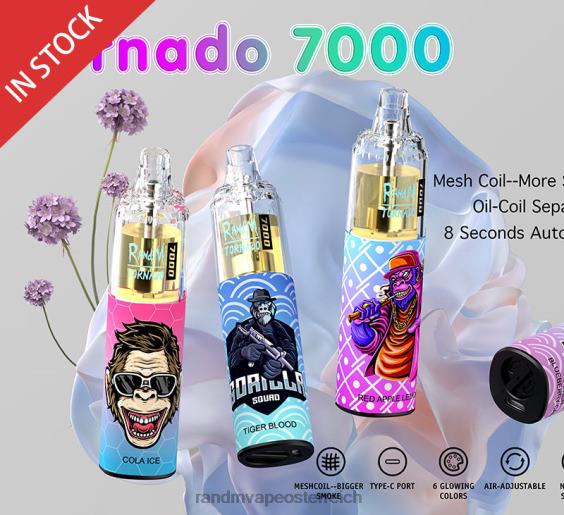 RandM Tornado 7000 Airflow Control Vape-Gerät 1St roter Apfel Zitrone tornado vape wien 8FV8T179