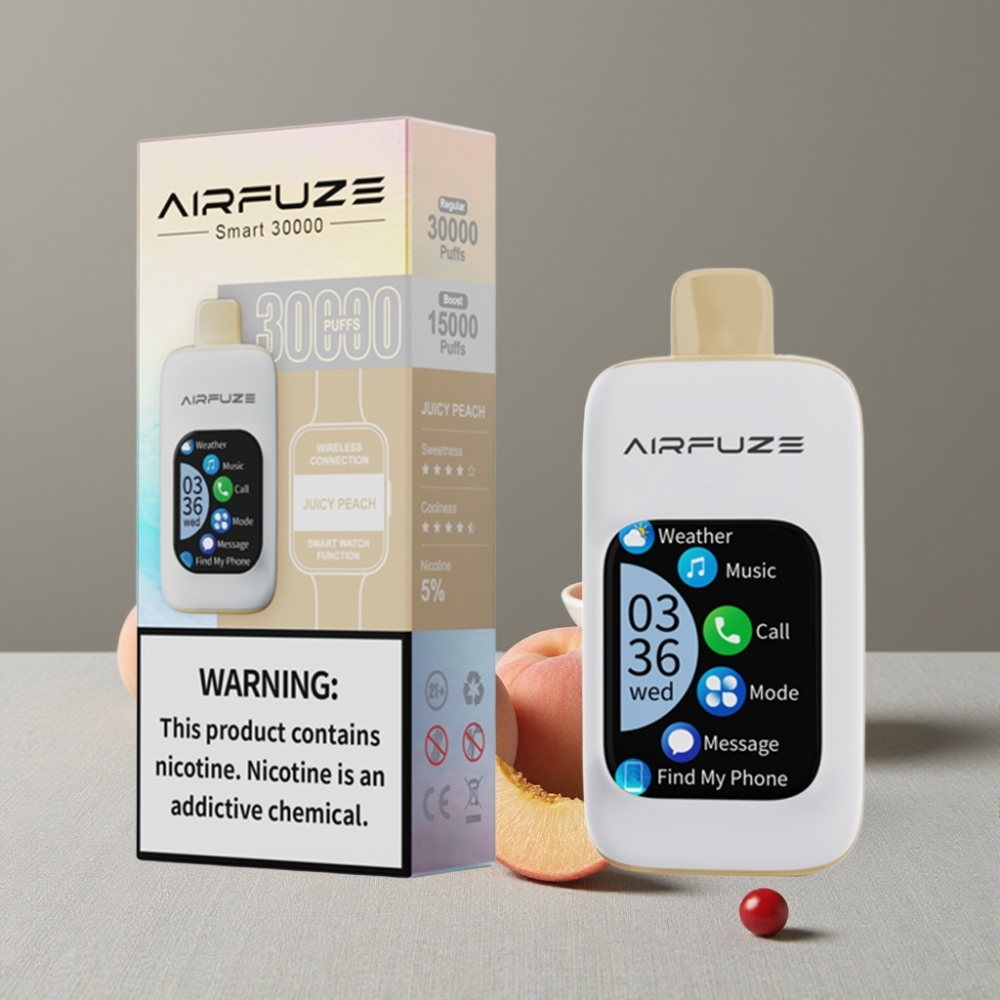 AirFuze Smart 30000 Puffs Disposable Pod mit Saftiger Pfirsich, Touchscreen, Typ-C